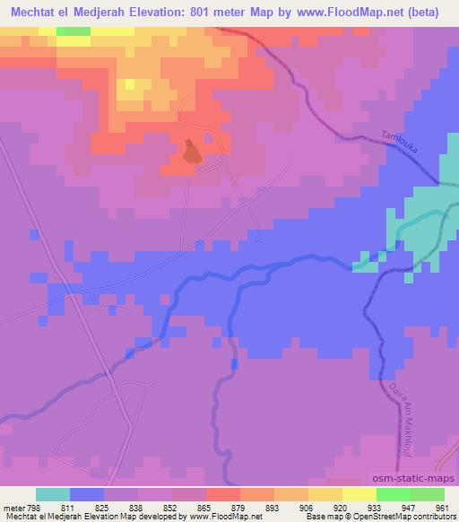 Mechtat el Medjerah,Algeria Elevation Map