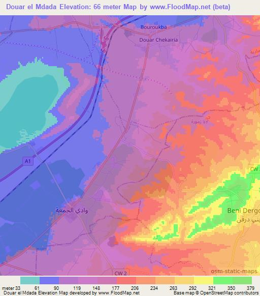 Douar el Mdada,Algeria Elevation Map