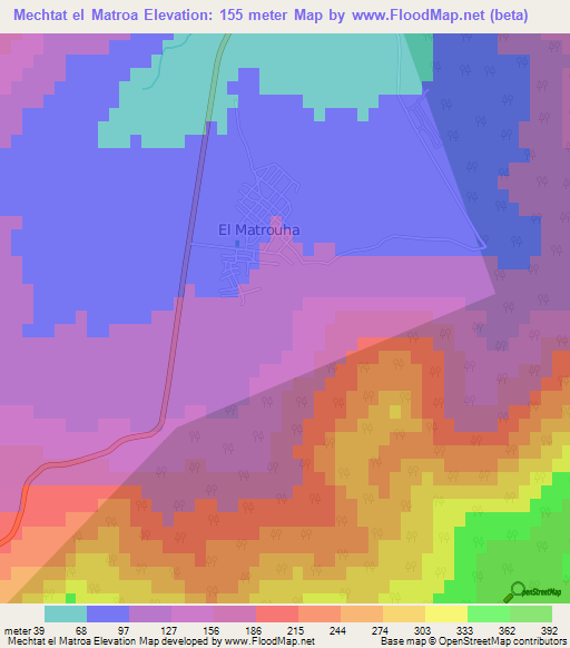 Mechtat el Matroa,Algeria Elevation Map