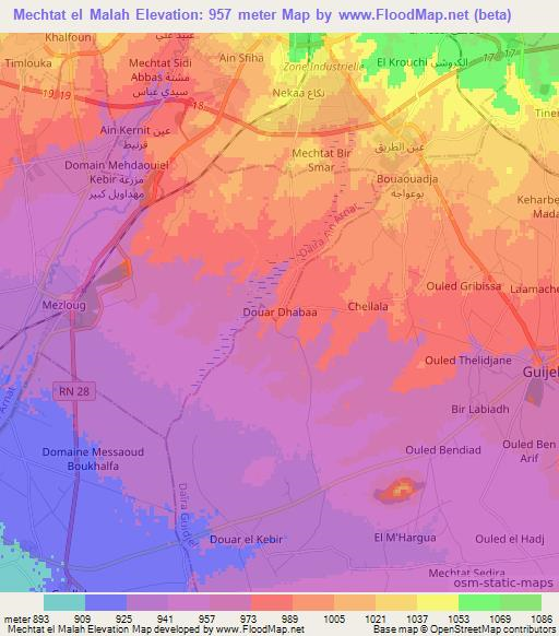 Mechtat el Malah,Algeria Elevation Map
