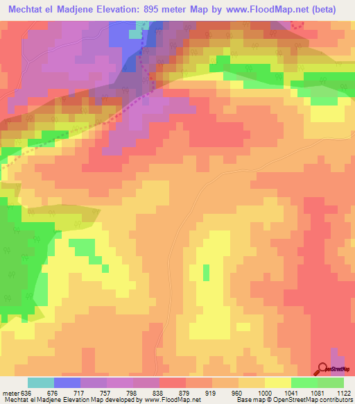 Mechtat el Madjene,Algeria Elevation Map