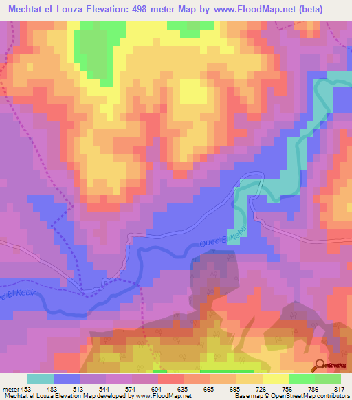 Mechtat el Louza,Algeria Elevation Map