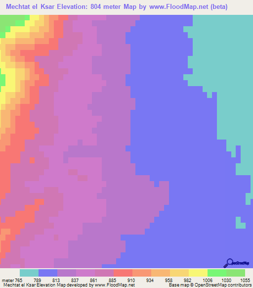 Mechtat el Ksar,Algeria Elevation Map