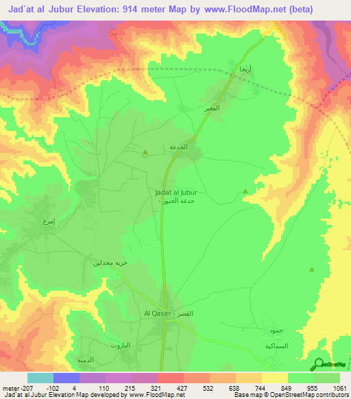 Jad`at al Jubur,Jordan Elevation Map