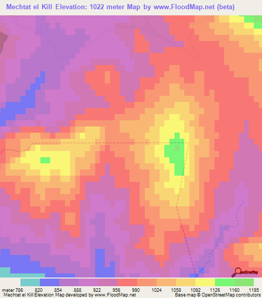 Mechtat el Kill,Algeria Elevation Map