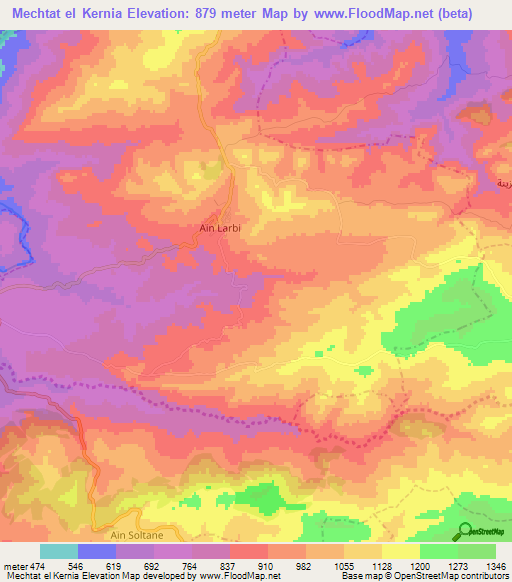 Mechtat el Kernia,Algeria Elevation Map