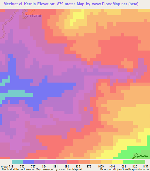 Mechtat el Kernia,Algeria Elevation Map