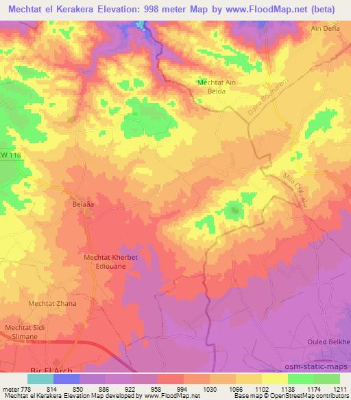 Mechtat el Kerakera,Algeria Elevation Map