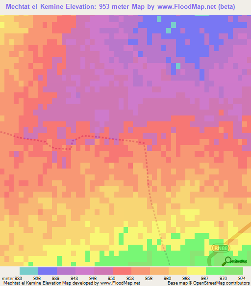 Mechtat el Kemine,Algeria Elevation Map