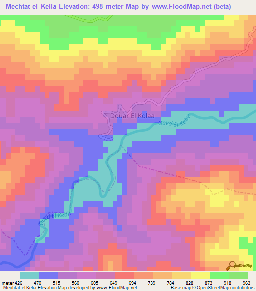 Mechtat el Kelia,Algeria Elevation Map