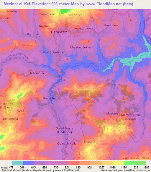 Mechtat el Kef,Algeria Elevation Map