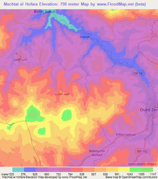 Mechtat el Hofara,Algeria Elevation Map