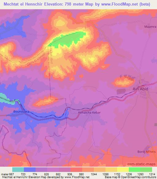 Mechtat el Hennchir,Algeria Elevation Map