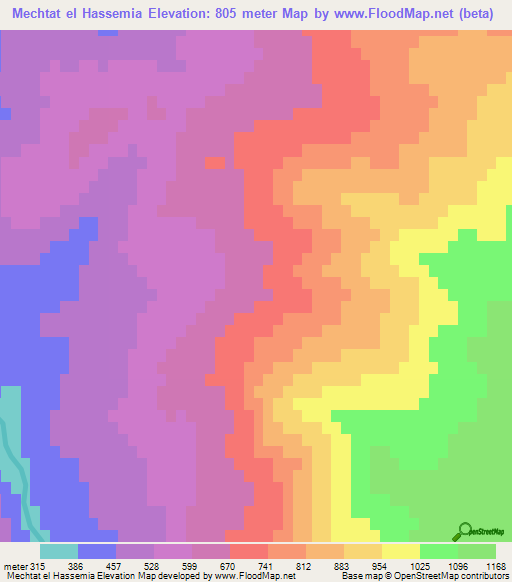 Mechtat el Hassemia,Algeria Elevation Map