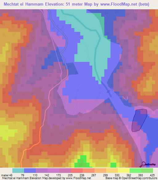 Mechtat el Hammam,Algeria Elevation Map