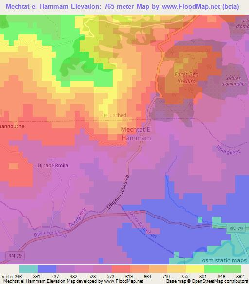 Mechtat el Hammam,Algeria Elevation Map