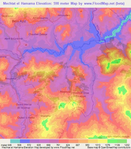 Mechtat el Hamama,Algeria Elevation Map