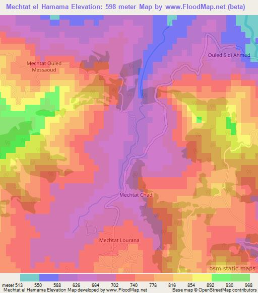 Mechtat el Hamama,Algeria Elevation Map