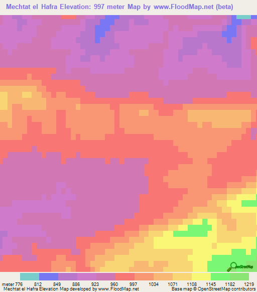 Mechtat el Hafra,Algeria Elevation Map