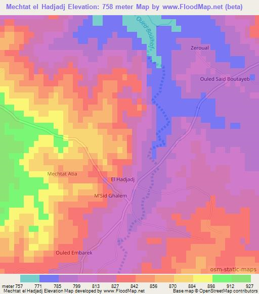 Mechtat el Hadjadj,Algeria Elevation Map