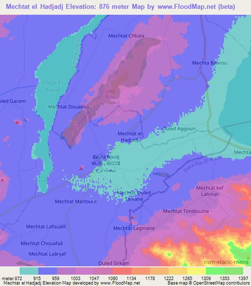 Mechtat el Hadjadj,Algeria Elevation Map