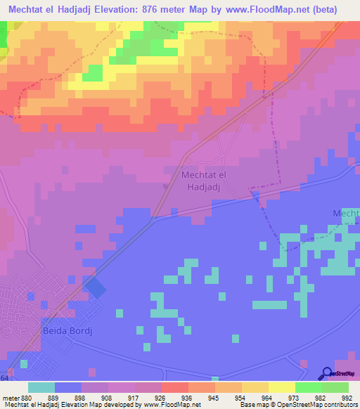 Mechtat el Hadjadj,Algeria Elevation Map