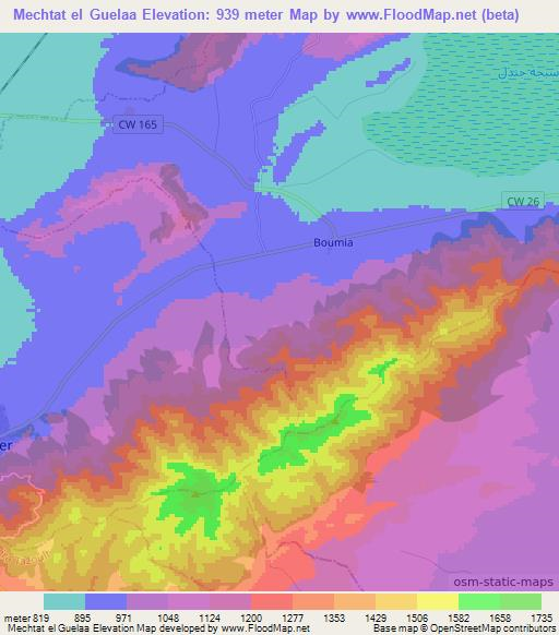 Mechtat el Guelaa,Algeria Elevation Map