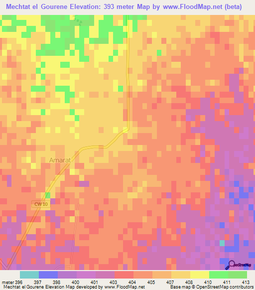 Mechtat el Gourene,Algeria Elevation Map