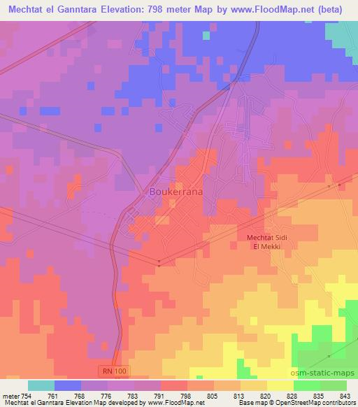 Mechtat el Ganntara,Algeria Elevation Map