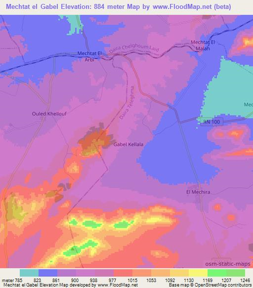 Mechtat el Gabel,Algeria Elevation Map