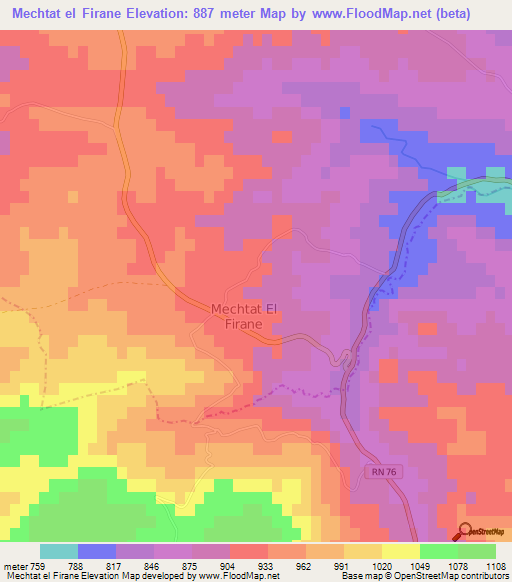 Mechtat el Firane,Algeria Elevation Map
