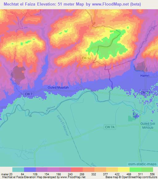 Mechtat el Faiza,Algeria Elevation Map