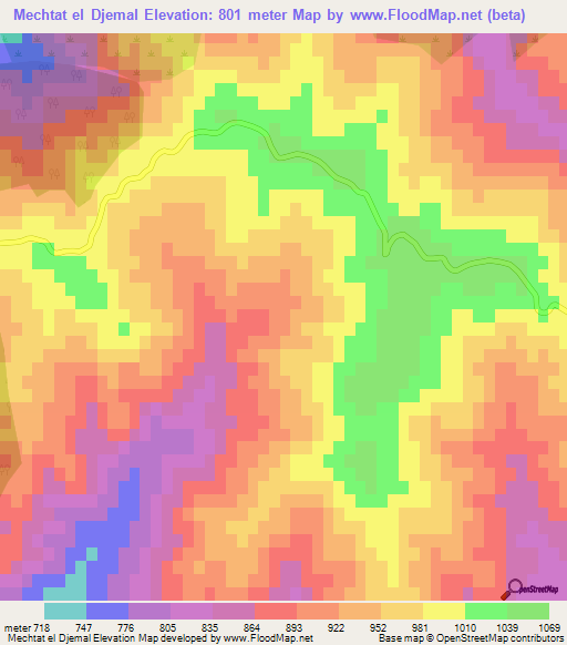 Mechtat el Djemal,Algeria Elevation Map