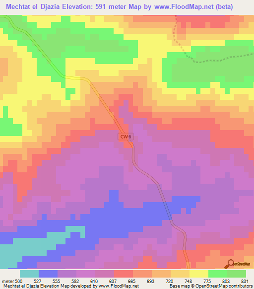Mechtat el Djazia,Algeria Elevation Map