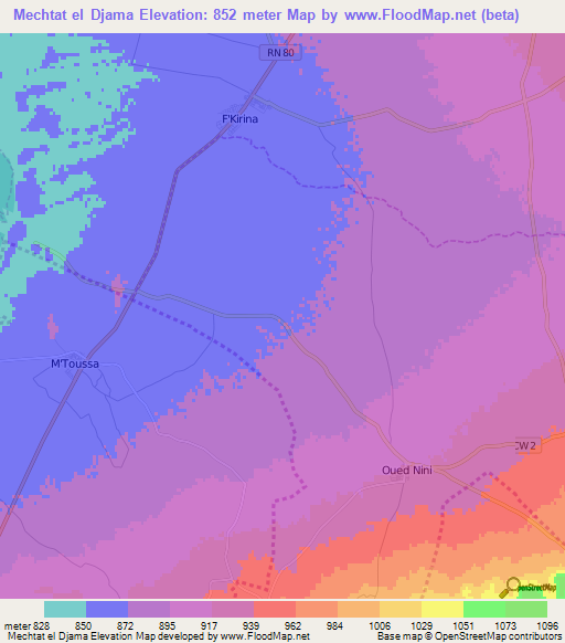 Mechtat el Djama,Algeria Elevation Map