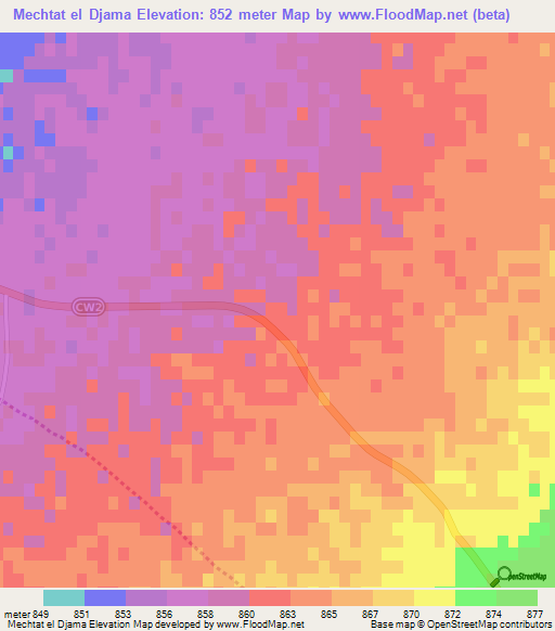Mechtat el Djama,Algeria Elevation Map