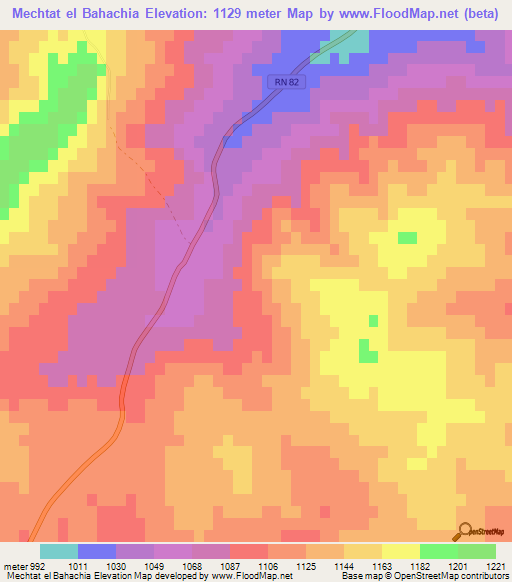 Mechtat el Bahachia,Algeria Elevation Map