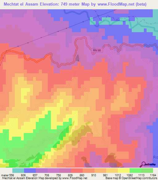 Mechtat el Assam,Algeria Elevation Map