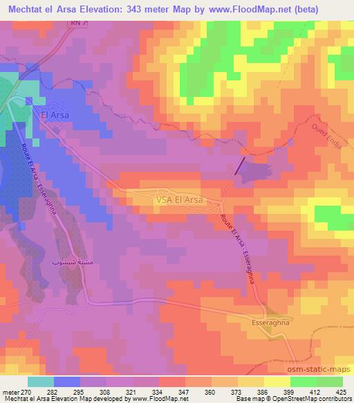 Mechtat el Arsa,Algeria Elevation Map