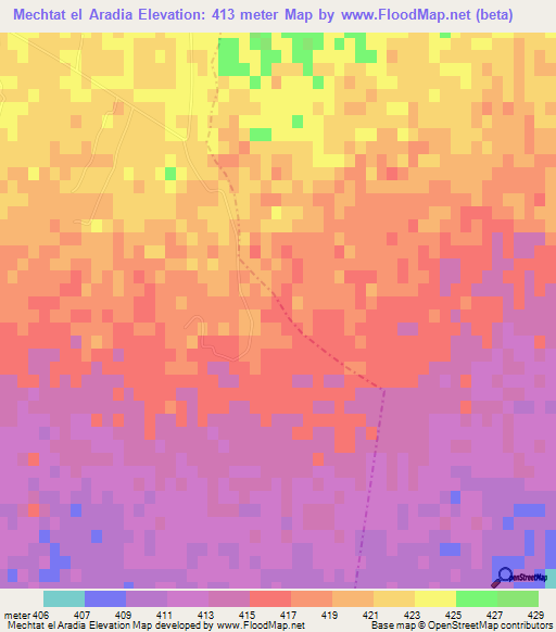 Mechtat el Aradia,Algeria Elevation Map