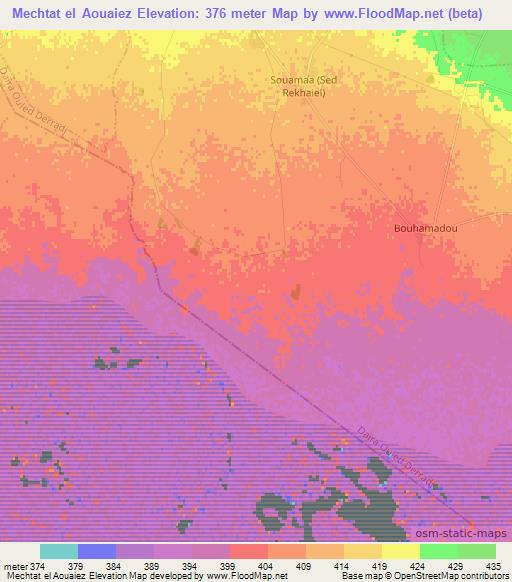 Mechtat el Aouaiez,Algeria Elevation Map