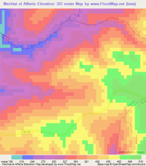 Mechtat el Affanis,Algeria Elevation Map