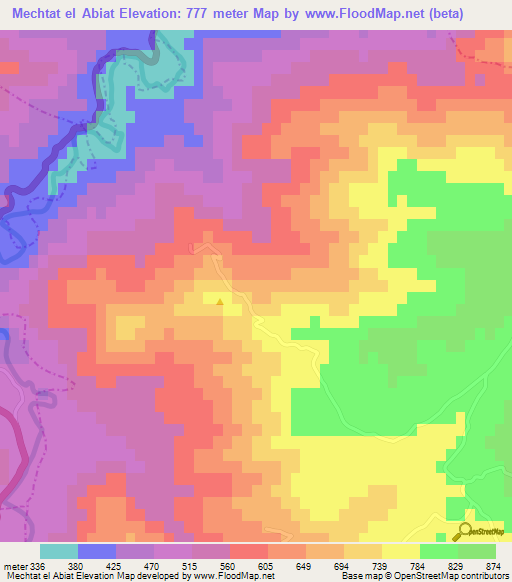 Mechtat el Abiat,Algeria Elevation Map