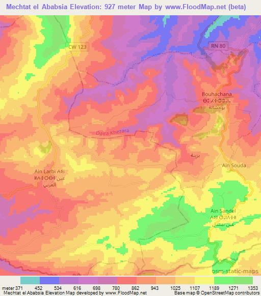 Mechtat el Ababsia,Algeria Elevation Map