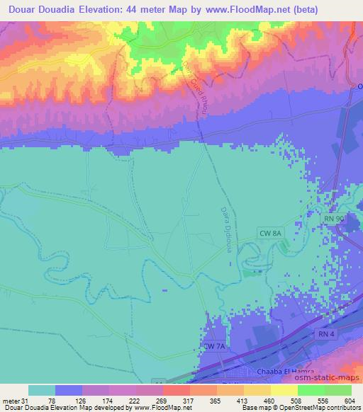 Douar Douadia,Algeria Elevation Map