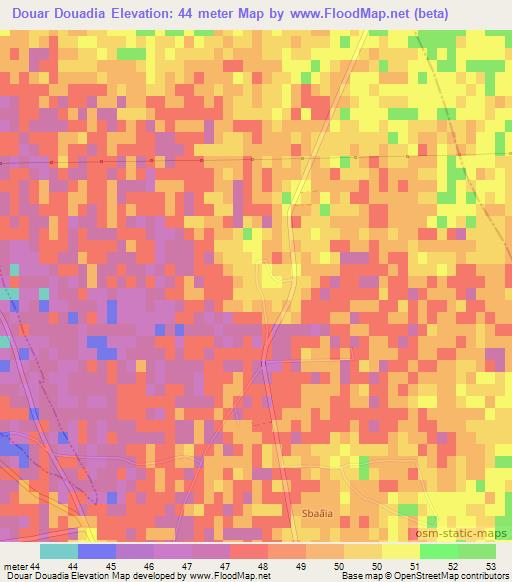 Douar Douadia,Algeria Elevation Map