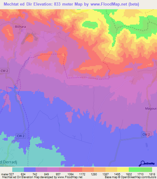 Mechtat ed Dir,Algeria Elevation Map