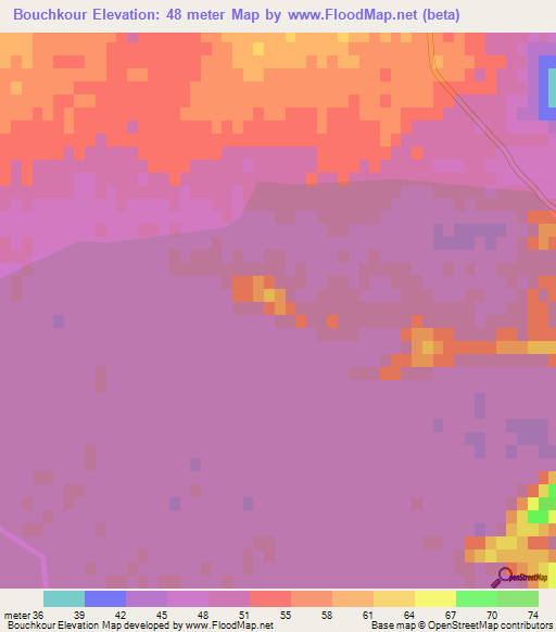 Bouchkour,Algeria Elevation Map