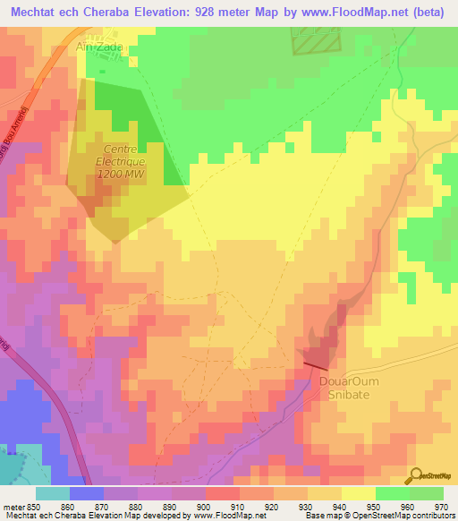 Mechtat ech Cheraba,Algeria Elevation Map