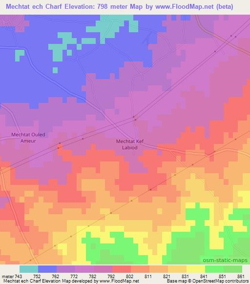 Mechtat ech Charf,Algeria Elevation Map